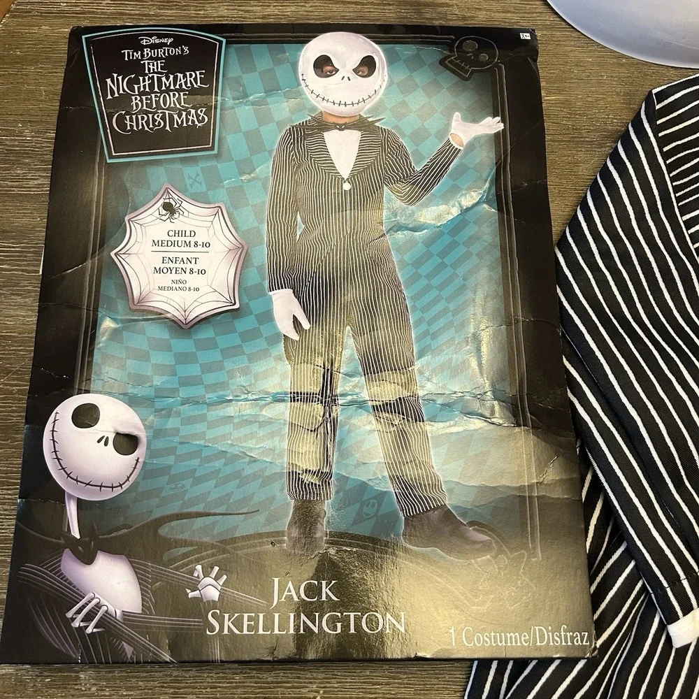 Disney Nightmare Before Christmas Jack Skellington Child Costume Medium 8-10